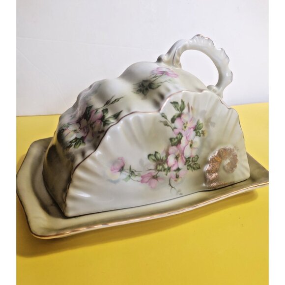 Vintage Nippon hand-painted porcelain covered cheese dish - Picture 5 of 10